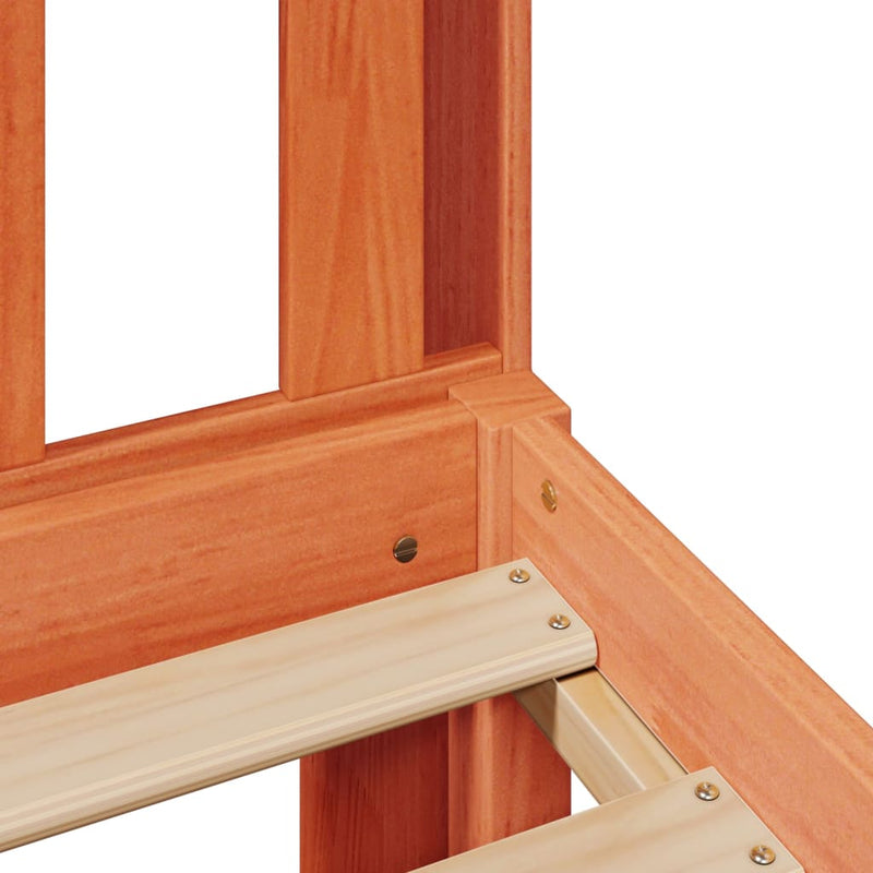 vidaXL barna tömör fenyőfa könyvespolcos ágy matrac nélkül 150 x 200cm