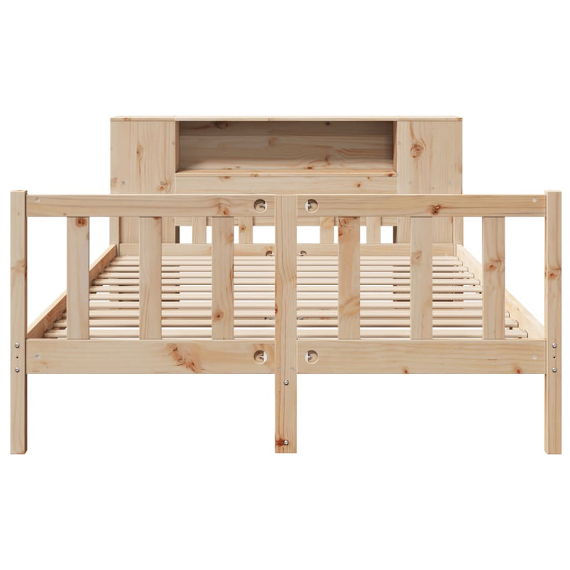 vidaXL tömör fenyőfa könyvespolcos ágy matrac nélkül 120 x 190 cm