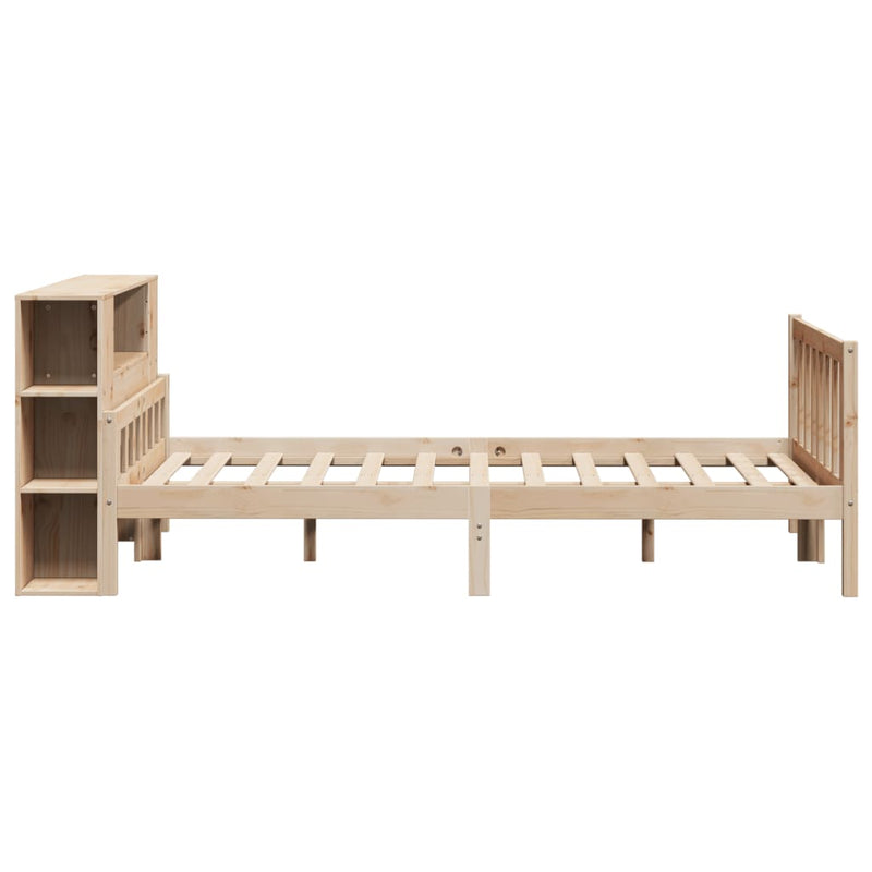 vidaXL tömör fenyőfa könyvespolcos ágy matrac nélkül 160 x 200 cm