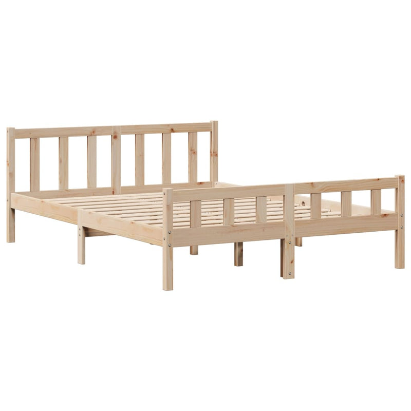 vidaXL tömör fenyőfa könyvespolcos ágy matrac nélkül 160 x 200 cm