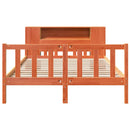 vidaXL viaszbarna tömör fa könyvespolcos ágy matrac nélkül 160 x 200cm