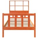 vidaXL viaszbarna tömör fa könyvespolcos ágy matrac nélkül 75 x 190 cm