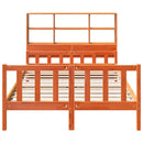 vidaXL viaszbarna tömör fa könyvespolcos ágy matrac nélkül 150 x 200cm