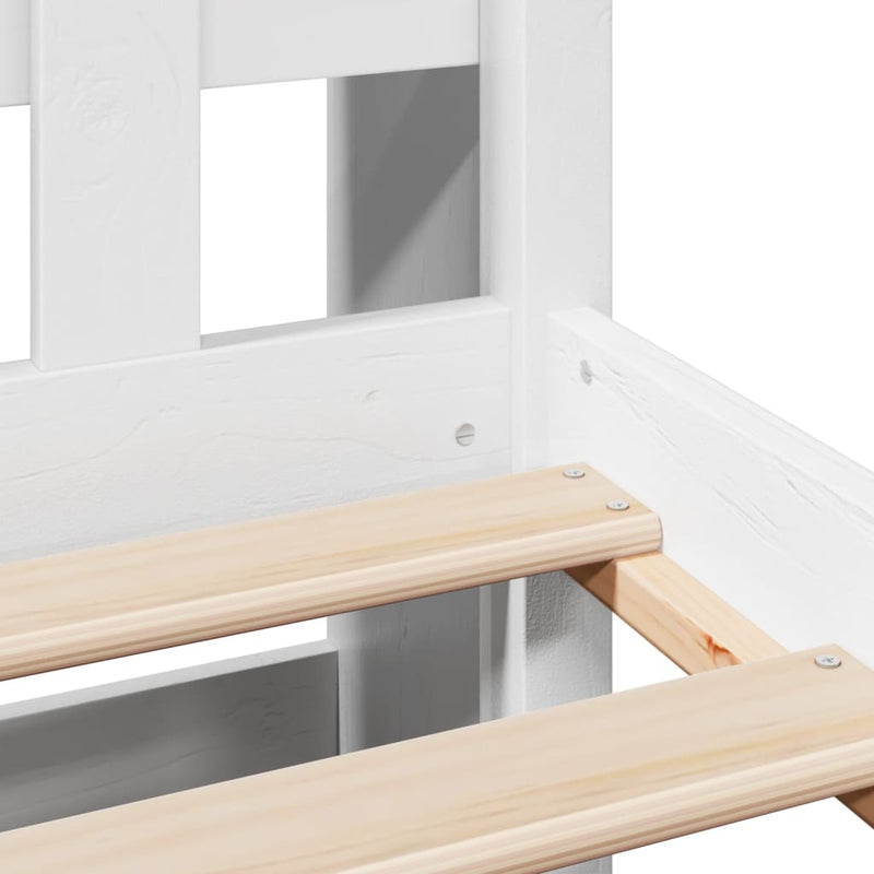 vidaXL fehér tömör fenyőfa könyvespolcos ágy matrac nélkül 150x200 cm