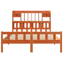 vidaXL barna tömör fenyőfa könyvespolcos ágy matrac nélkül 150 x 200cm