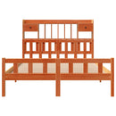 vidaXL barna tömör fenyőfa könyvespolcos ágy matrac nélkül 160 x 200cm