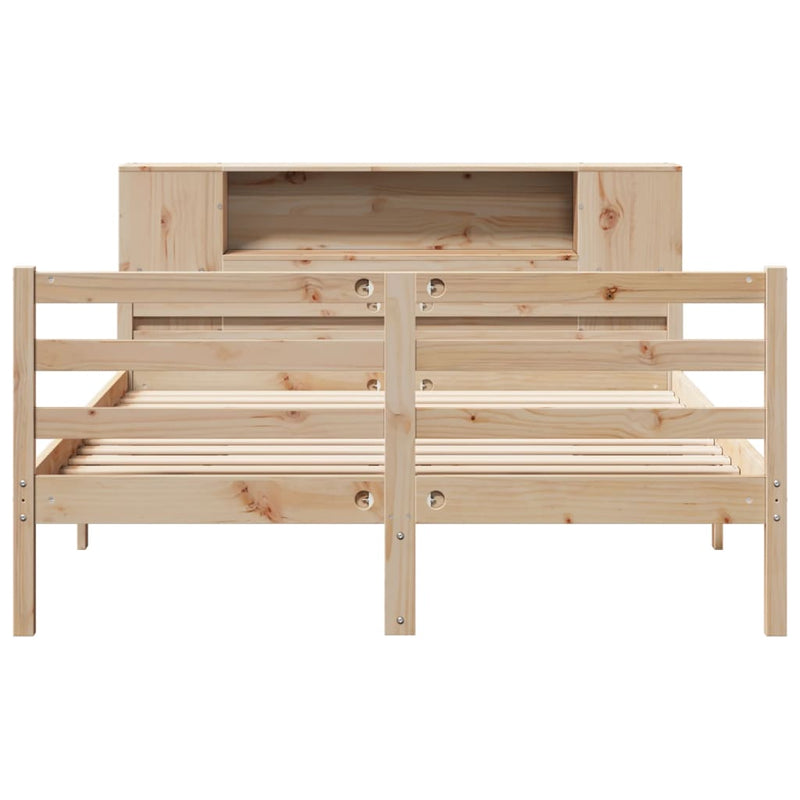 vidaXL tömör fenyőfa könyvespolcos ágy matrac nélkül 140 x 190 cm