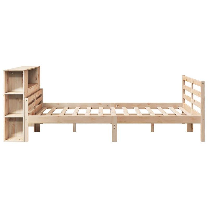 vidaXL tömör fenyőfa könyvespolcos ágy matrac nélkül 140 x 200 cm