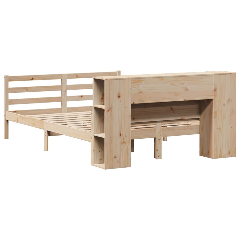 vidaXL tömör fenyőfa könyvespolcos ágy matrac nélkül 140 x 200 cm