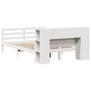 vidaXL fehér tömör fenyőfa könyvespolcos ágy matrac nélkül 140x200 cm
