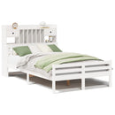 vidaXL fehér tömör fenyőfa könyvespolcos ágy matrac nélkül 135x190 cm