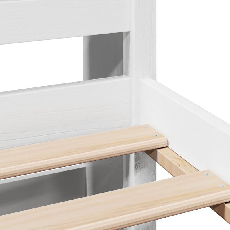 vidaXL fehér tömör fenyőfa könyvespolcos ágy matrac nélkül 150x200 cm