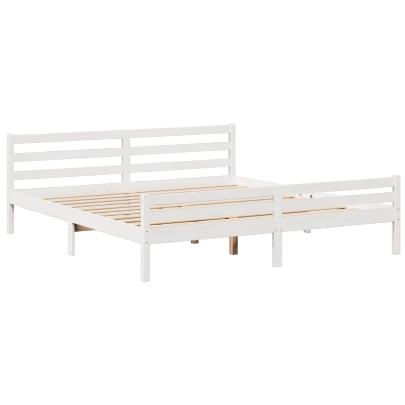 vidaXL fehér tömör fenyőfa könyvespolcos ágy matrac nélkül 200x200 cm