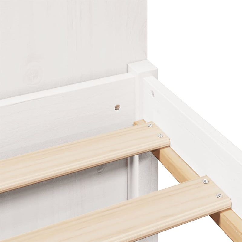 vidaXL fehér tömör fenyőfa könyvespolcos ágy matrac nélkül 200x200 cm