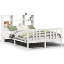 vidaXL fehér tömör fenyőfa könyvespolcos ágy matrac nélkül 140x200 cm