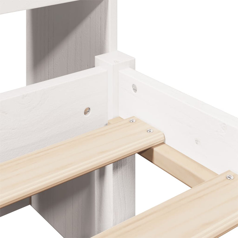 vidaXL fehér tömör fenyőfa könyvespolcos ágy matrac nélkül 140x200 cm