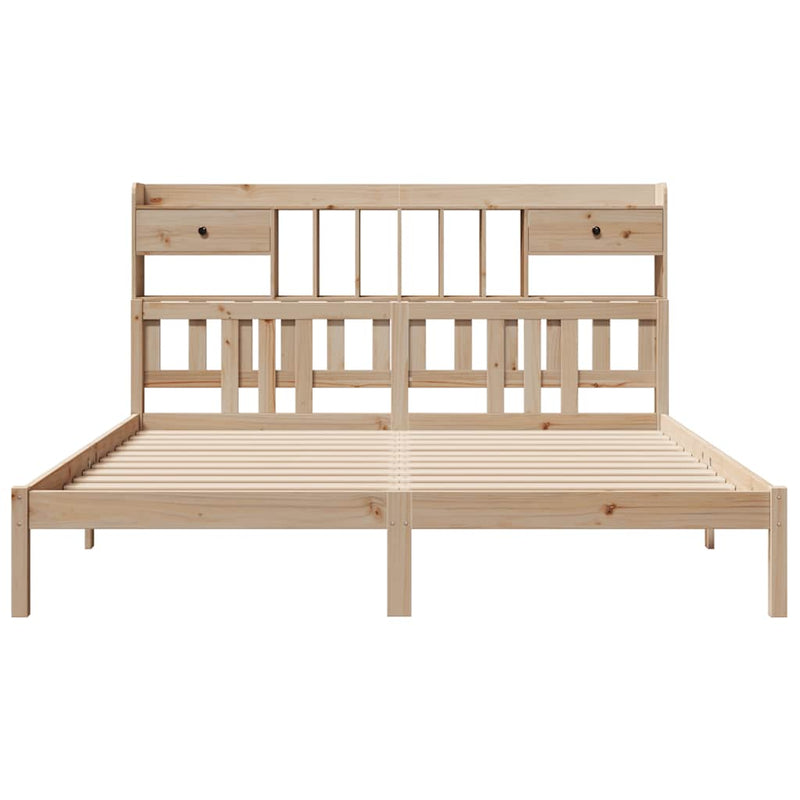 vidaXL tömör fenyőfa könyvespolcos ágy matrac nélkül 180 x 200 cm