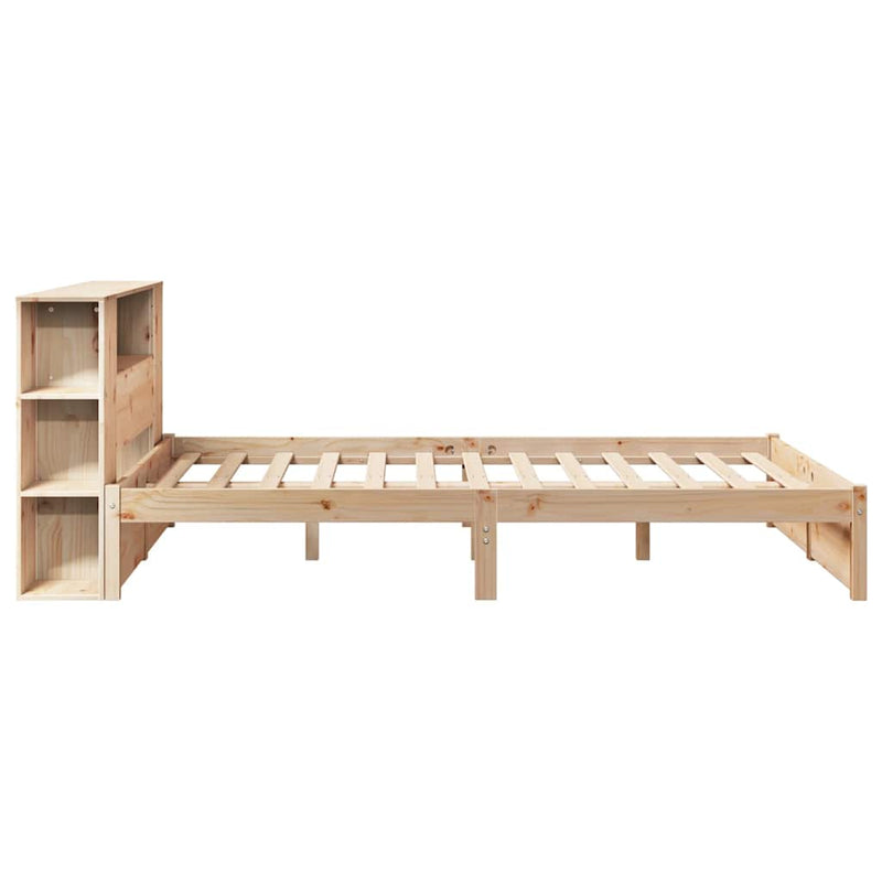 vidaXL tömör fenyőfa könyvespolcos ágy matrac nélkül 140 x 190 cm
