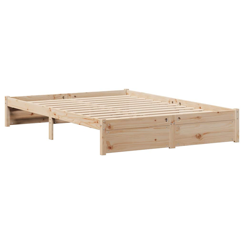 vidaXL tömör fenyőfa könyvespolcos ágy matrac nélkül 140 x 190 cm
