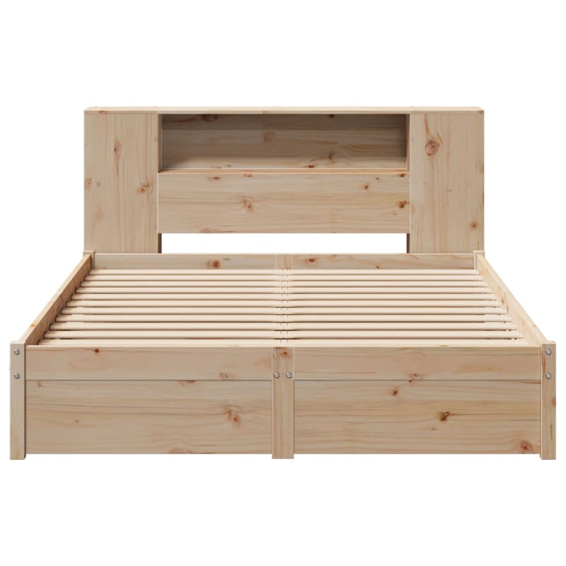 vidaXL tömör fenyőfa könyvespolcos ágy matrac nélkül 140 x 200 cm