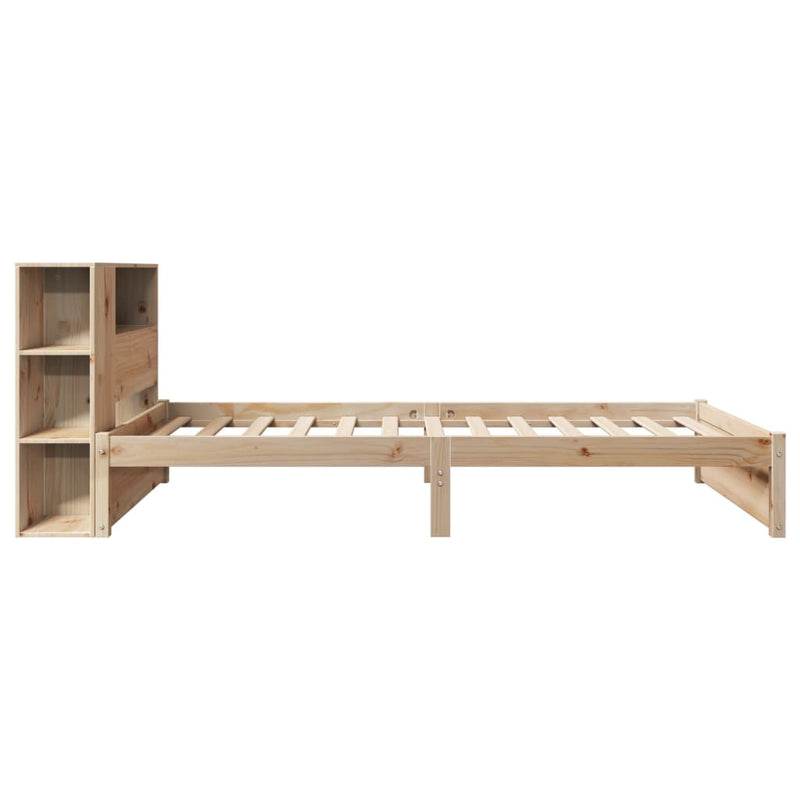 vidaXL tömör fenyőfa könyvespolcos ágy matrac nélkül 90 x 190 cm