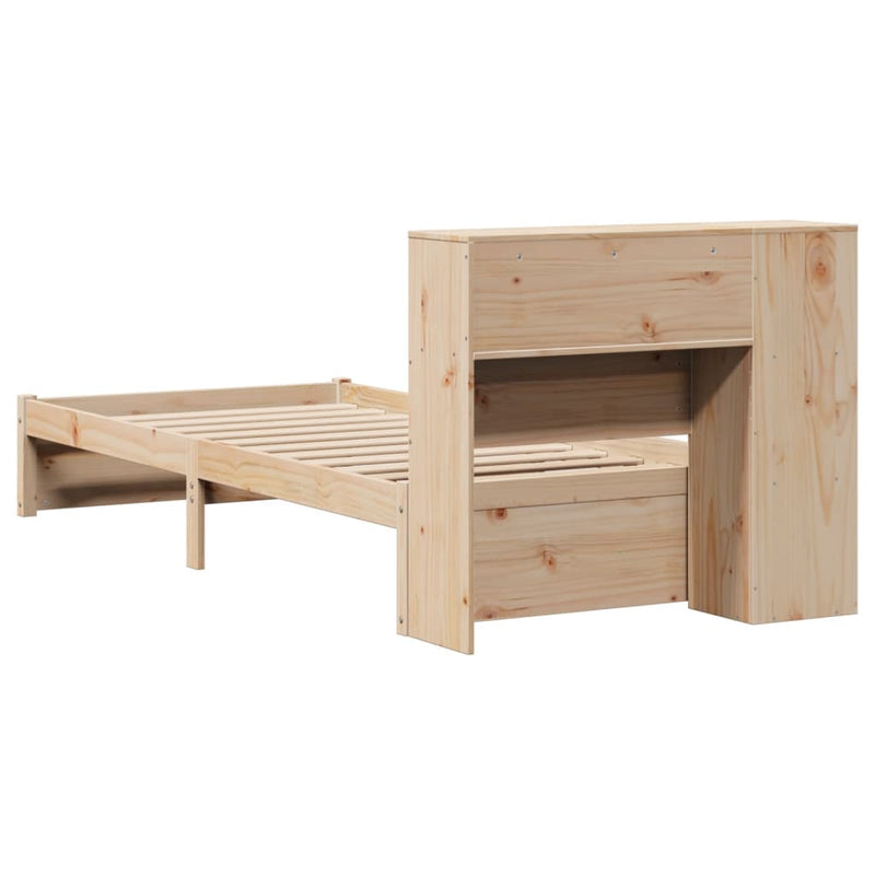 vidaXL tömör fenyőfa könyvespolcos ágy matrac nélkül 90 x 190 cm
