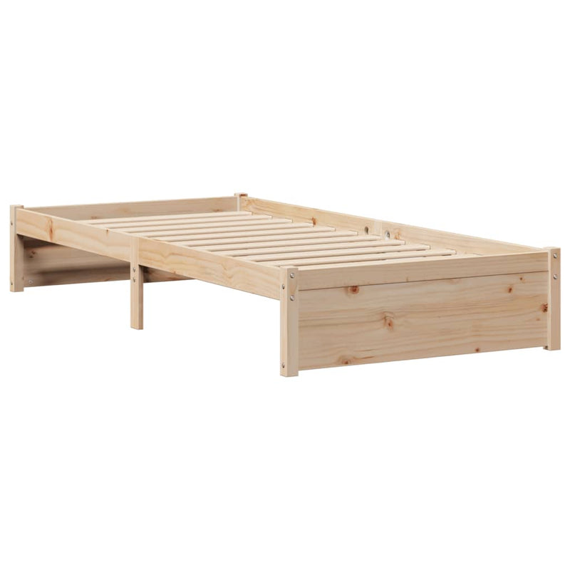 vidaXL tömör fenyőfa könyvespolcos ágy matrac nélkül 90 x 190 cm