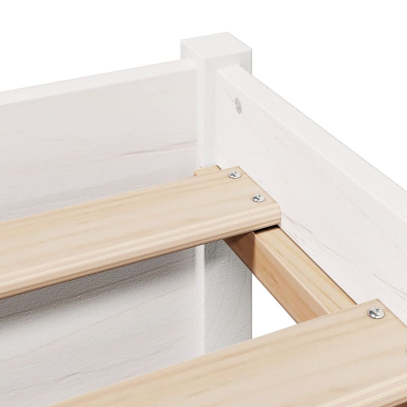 vidaXL fehér tömör fenyőfa könyvespolcos ágy matrac nélkül 100x200 cm