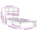 vidaXL tömör fenyőfa könyvespolcos ágy matrac nélkül 90 x 200 cm