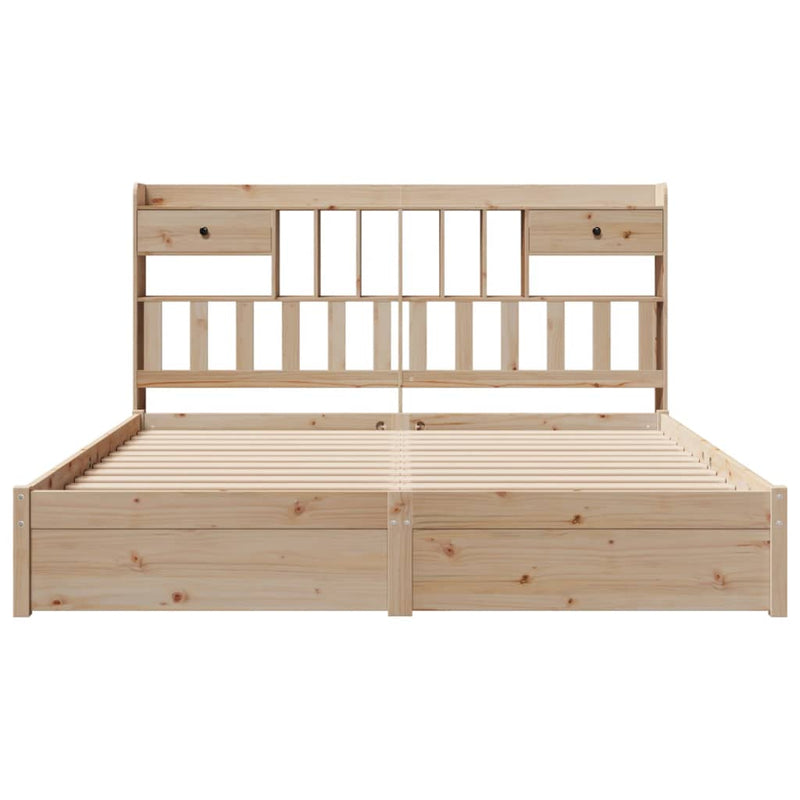 vidaXL tömör fenyőfa könyvespolcos ágy matrac nélkül 180 x 200 cm