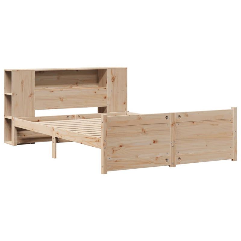 vidaXL tömör fenyőfa könyvespolcos ágy matrac nélkül 140 x 200 cm