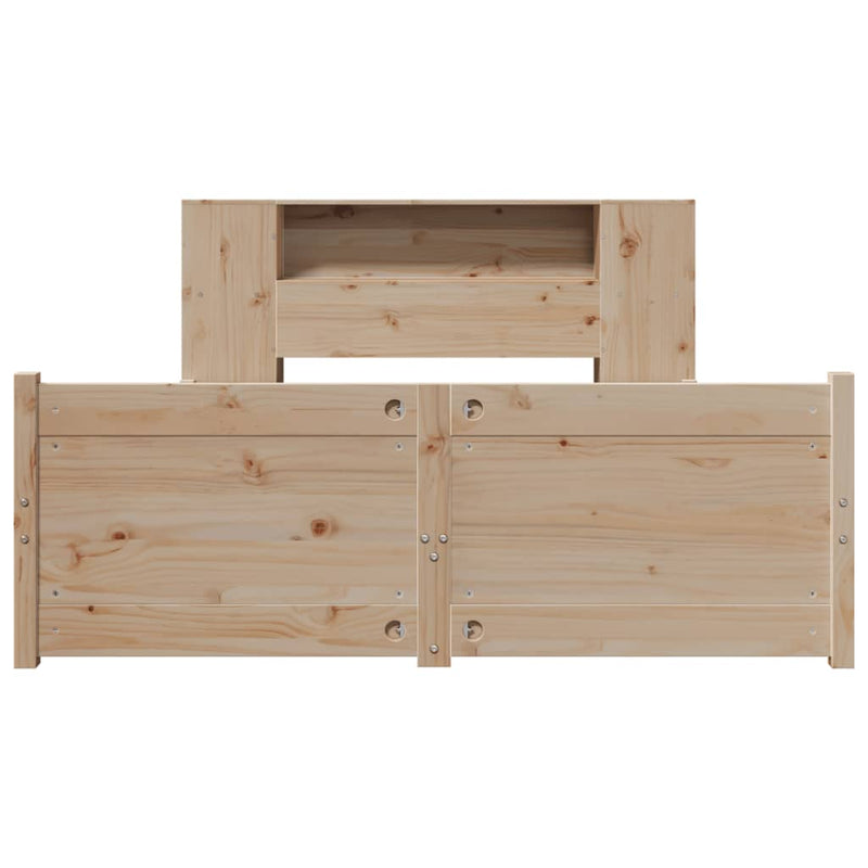 vidaXL tömör fenyőfa könyvespolcos ágy matrac nélkül 140 x 200 cm
