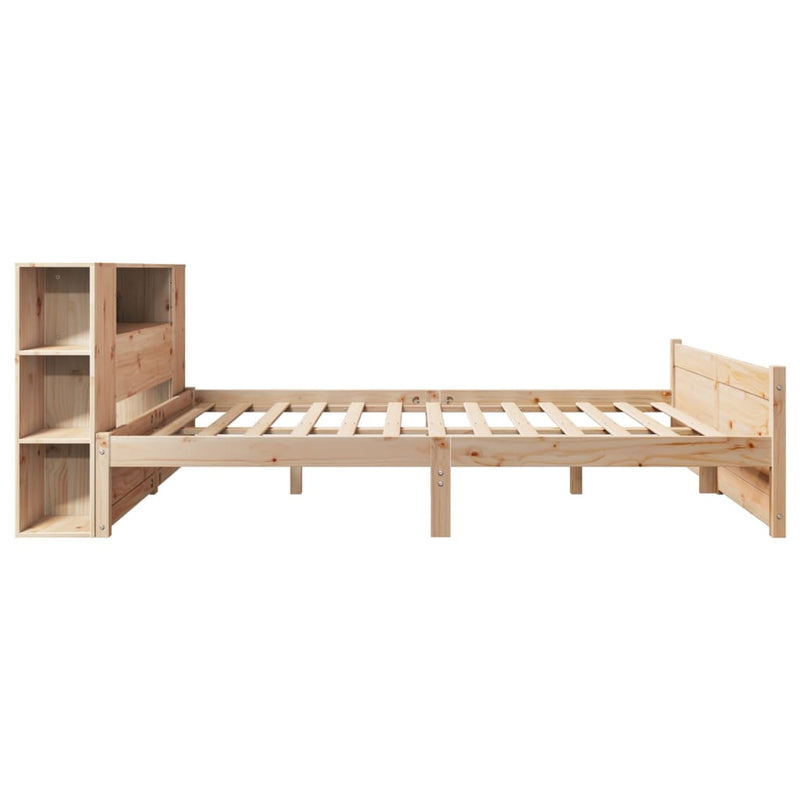 vidaXL tömör fenyőfa könyvespolcos ágy matrac nélkül 140 x 200 cm