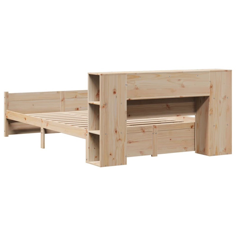 vidaXL tömör fenyőfa könyvespolcos ágy matrac nélkül 140 x 200 cm