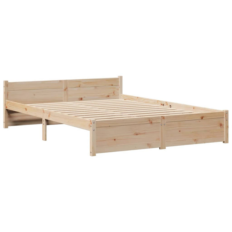 vidaXL tömör fenyőfa könyvespolcos ágy matrac nélkül 140 x 200 cm