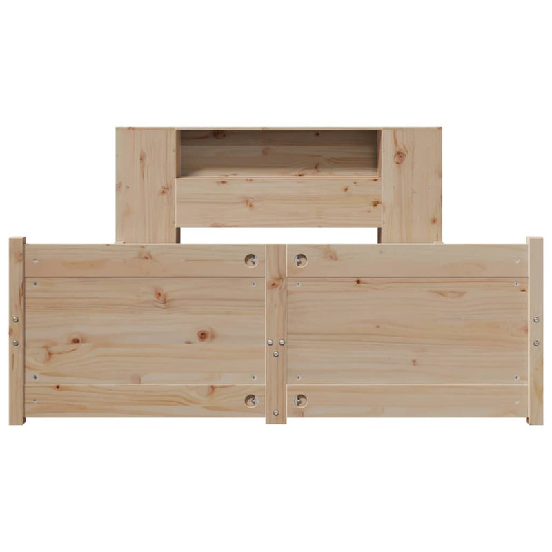 vidaXL tömör fenyőfa könyvespolcos ágy matrac nélkül 160 x 200 cm