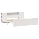 vidaXL fehér tömör fenyőfa könyvespolcos ágy matrac nélkül 200x200 cm