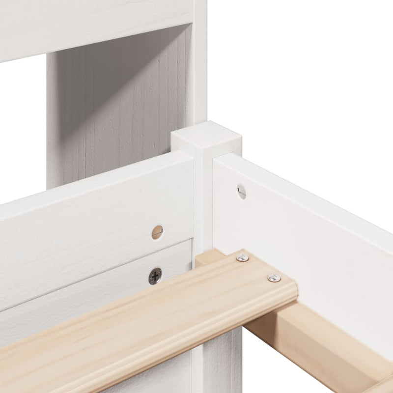 vidaXL fehér tömör fenyőfa könyvespolcos ágy matrac nélkül 160x200 cm