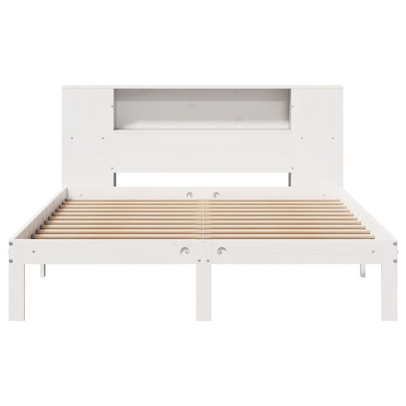vidaXL fehér tömör fenyőfa könyvespolcos ágy matrac nélkül 120x190 cm