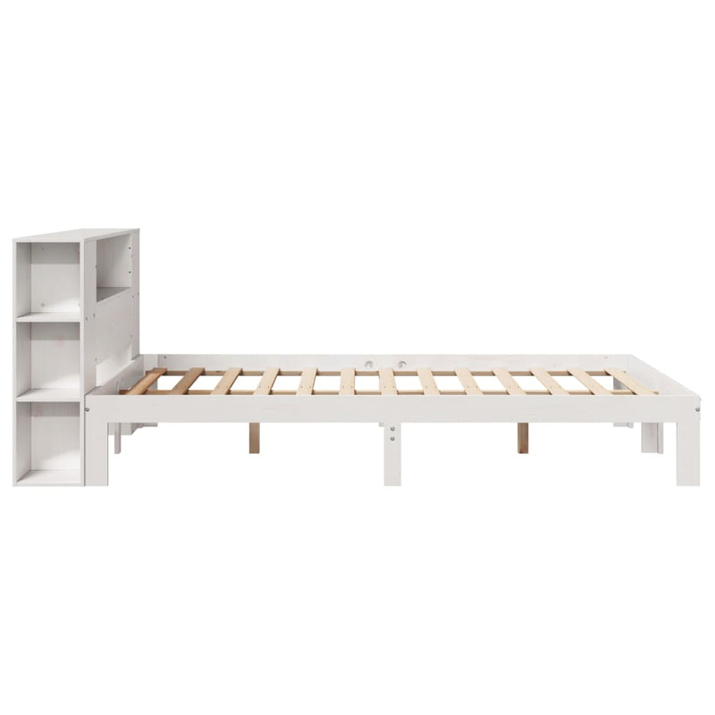 vidaXL fehér tömör fenyőfa könyvespolcos ágy matrac nélkül 120x190 cm