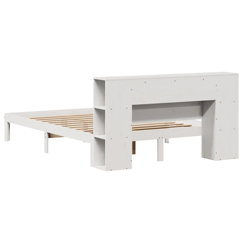 vidaXL fehér tömör fenyőfa könyvespolcos ágy matrac nélkül 120x190 cm