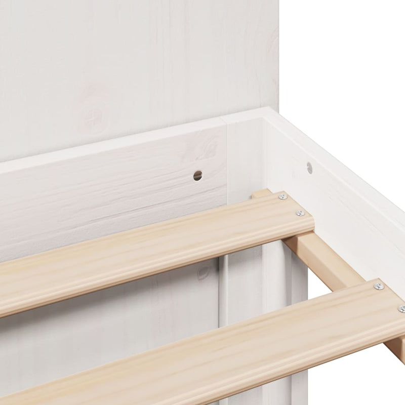 vidaXL fehér tömör fenyőfa könyvespolcos ágy matrac nélkül 135x190 cm