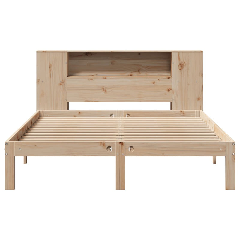 vidaXL tömör fenyőfa könyvespolcos ágy matrac nélkül 140 x 190 cm