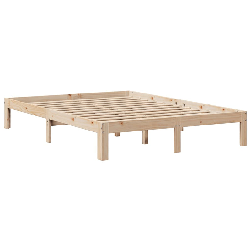 vidaXL tömör fenyőfa könyvespolcos ágy matrac nélkül 140 x 190 cm