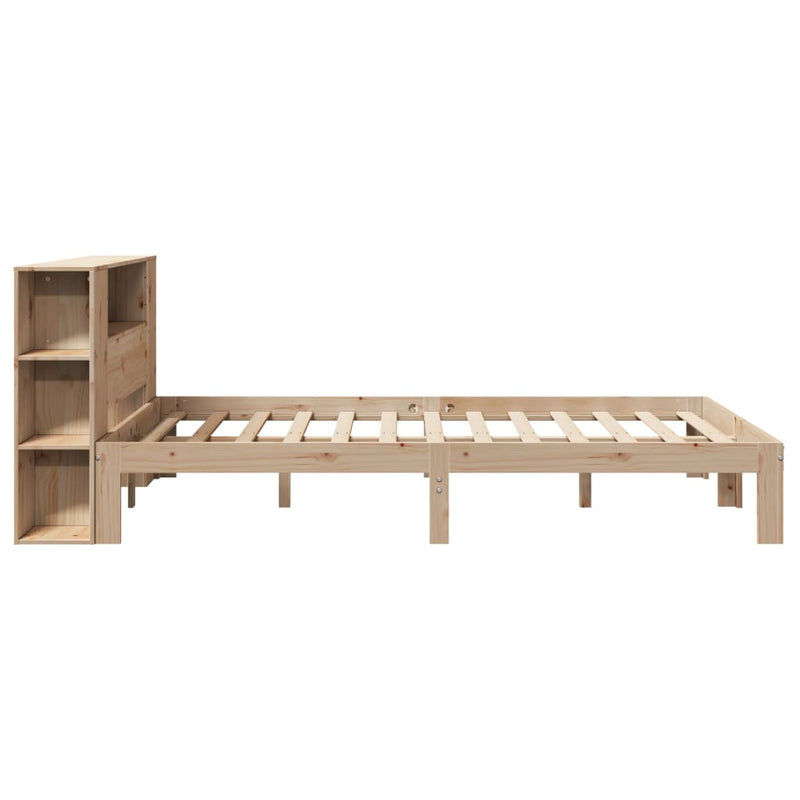 vidaXL tömör fenyőfa könyvespolcos ágy matrac nélkül 140 x 190 cm