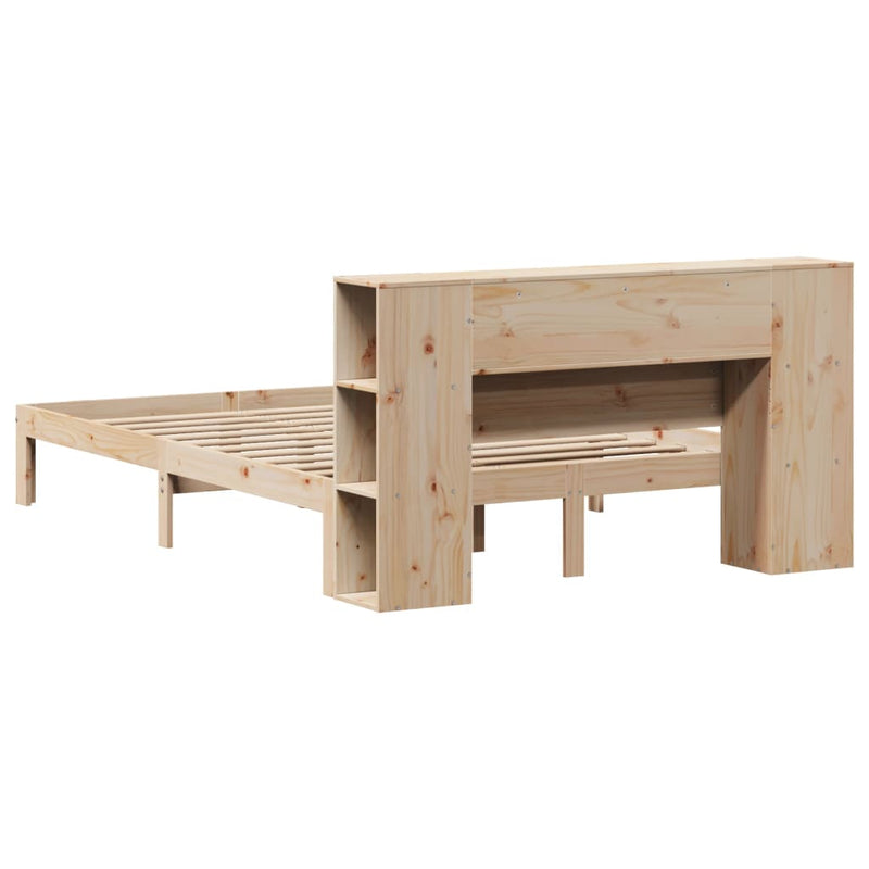 vidaXL tömör fenyőfa könyvespolcos ágy matrac nélkül 140 x 190 cm