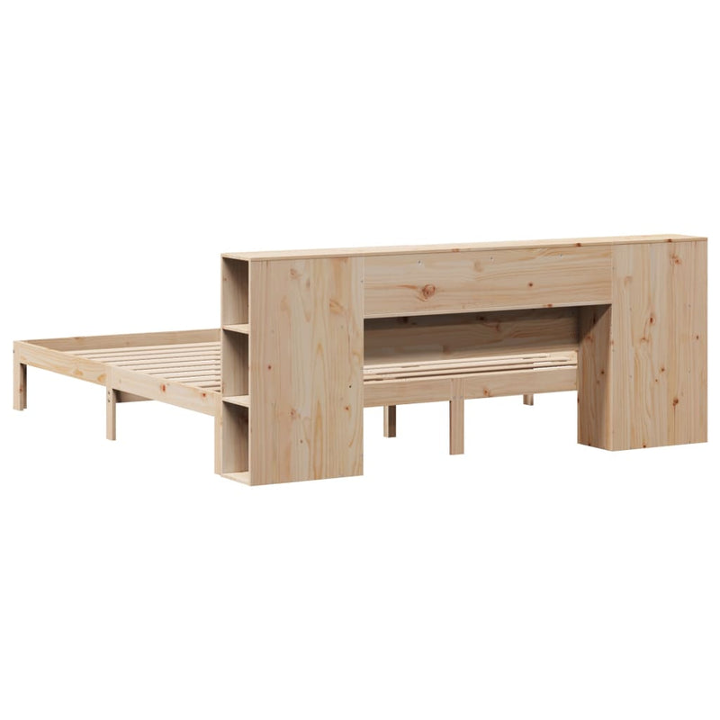 vidaXL tömör fenyőfa könyvespolcos ágy matrac nélkül 180 x 200 cm