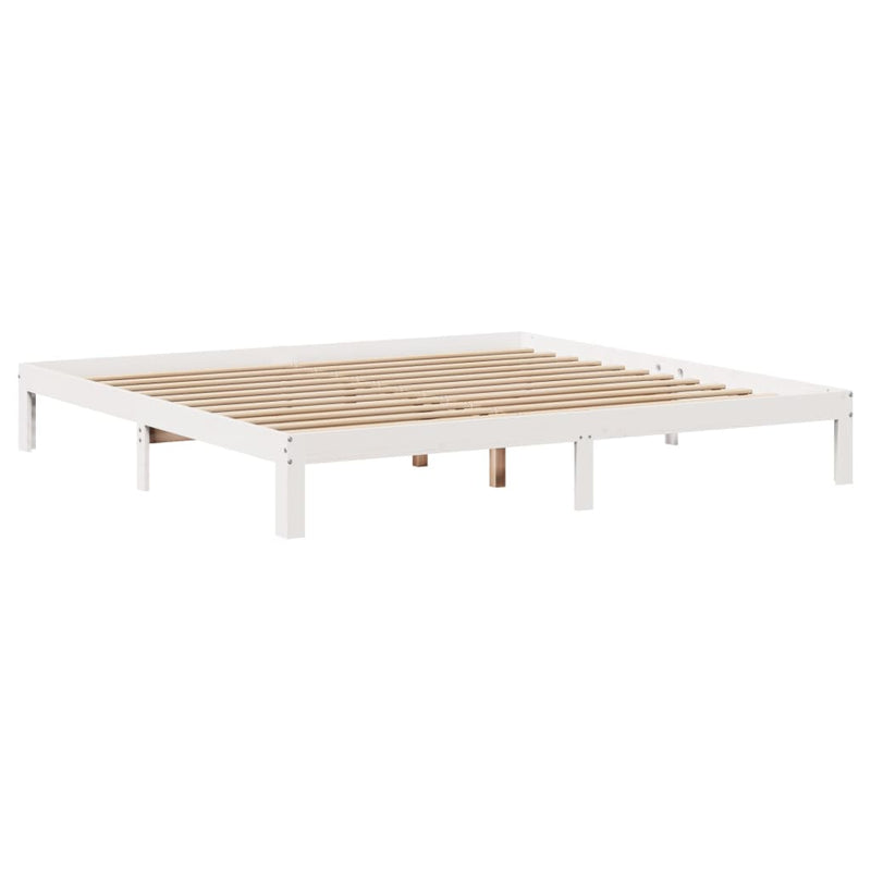 vidaXL fehér tömör fenyőfa könyvespolcos ágy matrac nélkül 200x200 cm