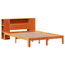vidaXL barna tömör fenyőfa könyvespolcos ágy matrac nélkül 140 x 200cm