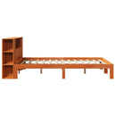 vidaXL barna tömör fenyőfa könyvespolcos ágy matrac nélkül 140 x 200cm